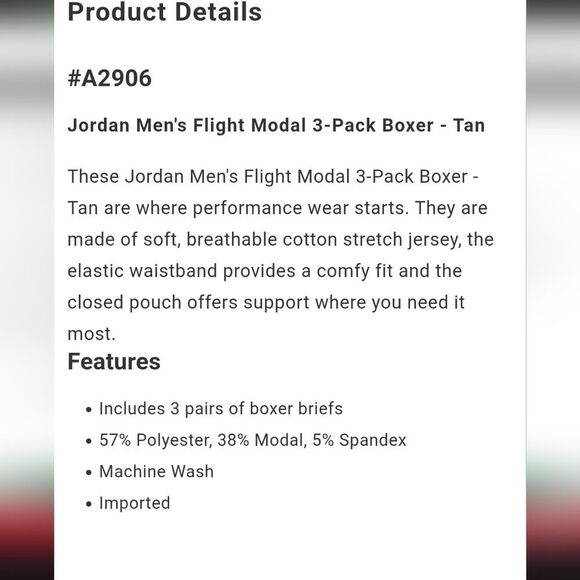 Jordan Flight Modal 3-PK Boxer Briefs - Picture 6 of 8